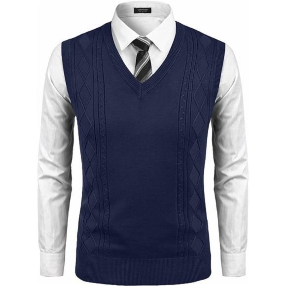 𝅺sweater Vest for Men Sleeveless V Neck, dark Blue - Picture 1 of 6